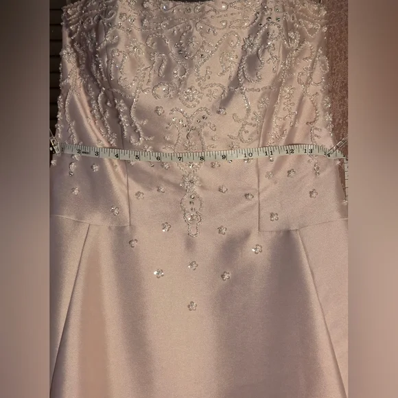 Pink Mikado Strapless Wedding Gown With Train By Michealangelo Size 12
